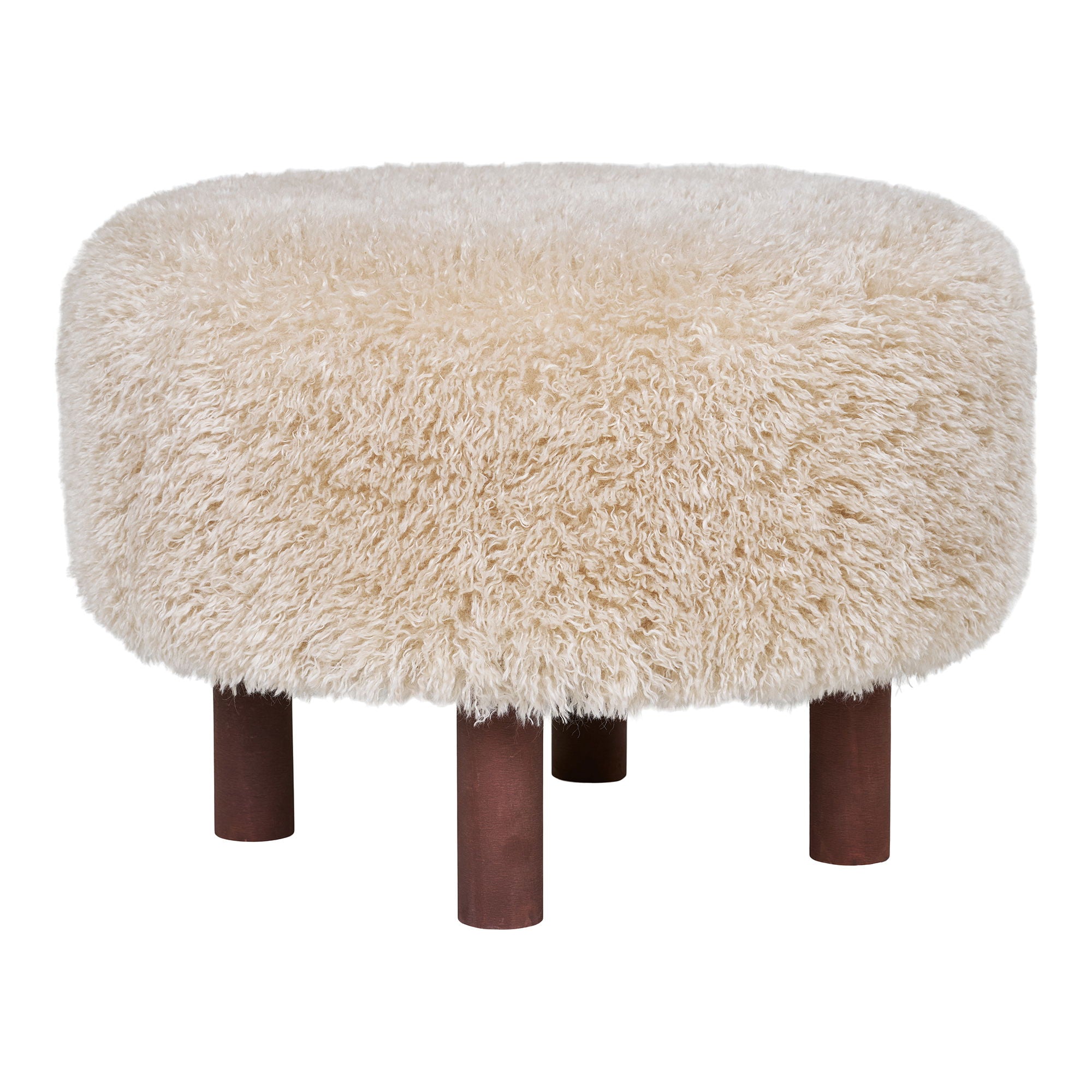 Inverness – Hocker mit Kunstfellbezug, Hellbraun, Ø50×36 cm